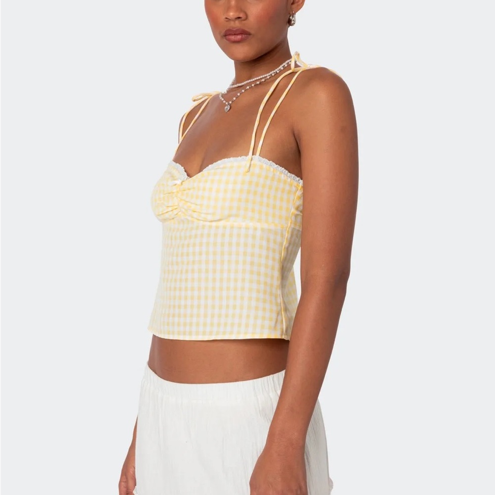 Edikted Yellow Gingham Top
